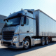 Camion commercial 26 tonnes devant un entrepôt moderne