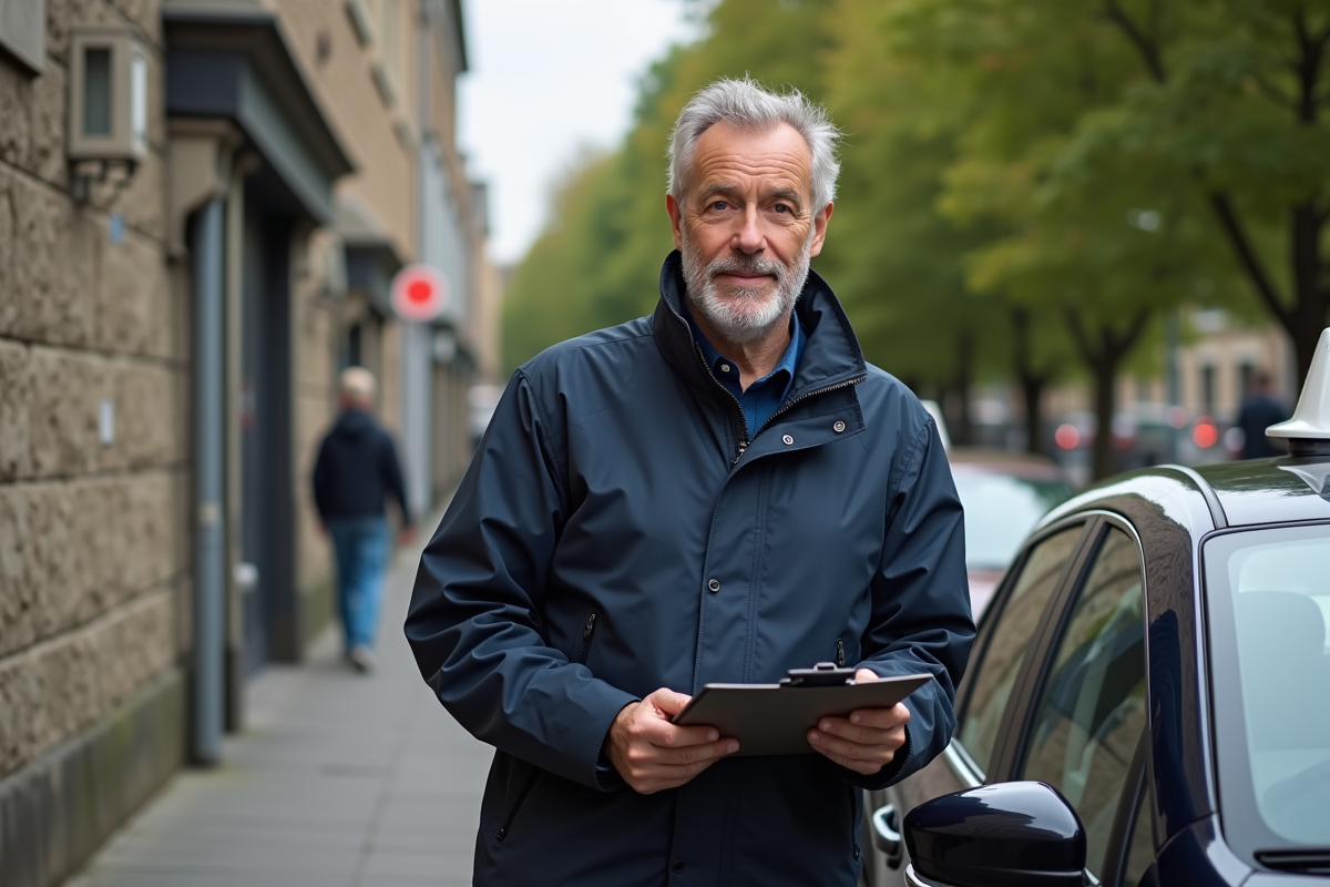 Examinateur de conduite debout près d