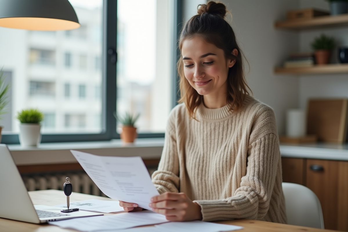 Femme lisant des documents d