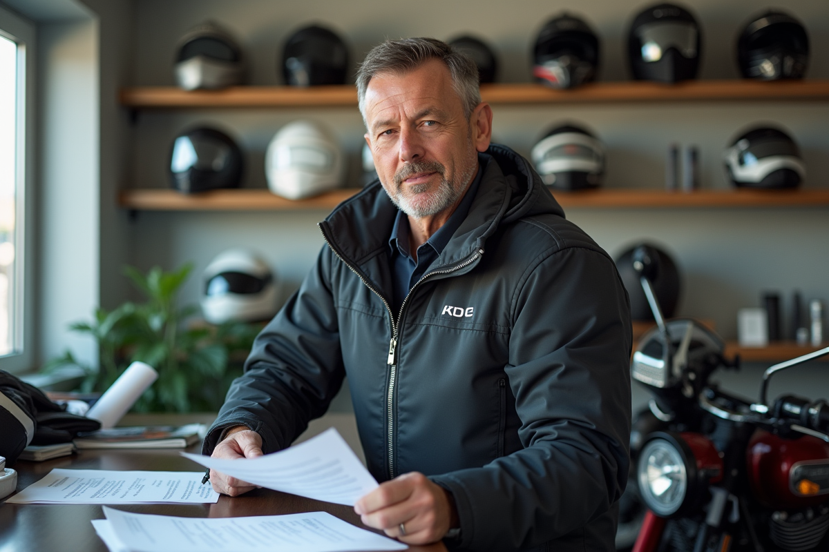 Homme vérifiant ses documents dans un bureau de permis