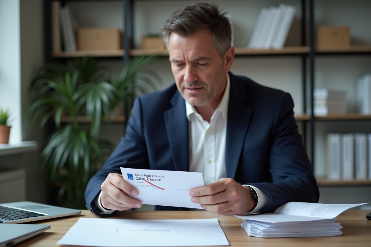 Homme d'âge moyen manipulant une carte grise dans un bureau